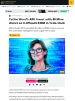Cathie Wood’s ARK Invest Buys $2M in BitMine Shares, Sells $30M in Tesla