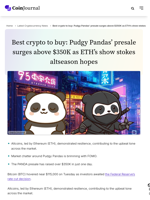 Best crypto to buy: Pudgy Pandas' presale surges above $350K as ETH's show stokes altseason hopes - CoinJournal