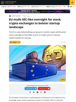 EU Mulls SEC-Like Supervision For Stock, Crypto Exchanges