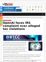 OpenAI faces IRS complaint over alleged tax violations - The Crypto News Wire