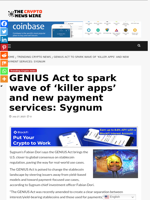 GENIUS Act to spark wave of ‘killer apps’ and new payment services: Sygnum - The Crypto News Wire