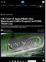 UK Court of Appeal Rules that RuneScape Gold is Property in $750K Theft Case - Decrypt