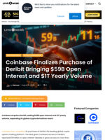 Coinbase Finalizes Purchase of Deribit Bringing $59B Open Interest and $1T Yearly Volume | Live Bitcoin News