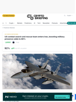 US combat search and rescue team enters Iran, boosting military presence odds to 86%