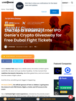 The Top G Returns: Enter IPO Genie’s Crypto Giveaway for Free Dubai Fight Tickets | Live Bitcoin News