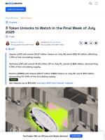 3 Major Crypto Token Unlocks in July's Last Week