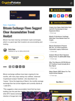 Bitcoin Exchange Flows Suggest Clear Accumulation Trend: Analyst 