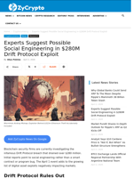 Experts Suggest Possible Social Engineering in $280M Drift Protocol Exploit ⋆ ZyCrypto