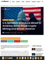 U.S. Senators Introduce Mined in America Act to Boost Crypto Mining and Bitcoin Reserve | Live Bitcoin News