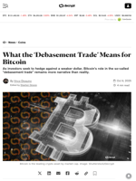 What the ‘Debasement Trade’ Means for Bitcoin - Decrypt