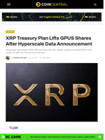 XRP Treasury Plan Lifts GPUS Shares After Hyperscale Data Announcement - CoinCentral