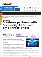 Coinbase partners with Perplexity AI for real-time crypto prices - The Crypto News Wire