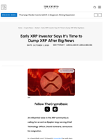 Early XRP Investor Says It’s Time to Dump XRP After Big News