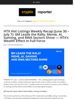HTX Hot Listings Weekly Recap (June 30 – July 7): $M Leads the Rally, Meme, AI, Gaming, and RWA Sectors Shine — HTX’s Wealth Effect in Full Force