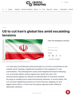 US to cut Iran's global ties amid escalating tensions