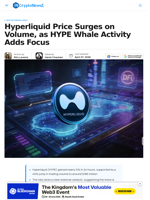 Hyperliquid Price Surges on Volume Amid HYPE Whale Activity