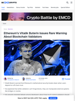 Ethereum’s Vitalik Buterin Gives Shocking Blockchain Warning