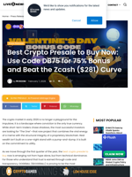 Best Crypto Presale to Buy Now: Use Code DB75 for 75% Bonus and Beat the Zcash ($281) Curve | Live Bitcoin News