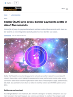 Stellar (XLM) says cross-border payments settle in about five seconds - Blockchain.News