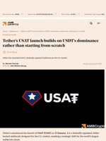 Tether’s USAT launch builds on USDT’s dominance rather than starting from scratch - AMBCrypto