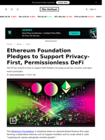 Ethereum Foundation Pledges to Support Privacy-First, Permissionless DeFi - 