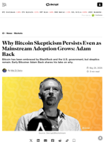 Why Bitcoin Skepticism Persists Even as Mainstream Adoption Grows: Adam Back - Decrypt