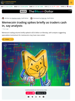 Crypto Traders Return to Memecoins, Trading Volume Jumps 106%