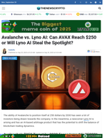 Avalanche vs. Lyno AI: Can AVAX Reach $250 or Will Lyno AI Steal the Spotlight?
