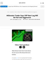 Millionaire Trader Says XRP Next Leg Will Be Fast and Aggressive