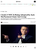 Circle's USDC Is Being Adopted by Jack Ma Payment Giant Ant Group - Decrypt