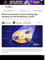 Bitcoin Core patches 3 node-crashing bugs, including one that hit Windows, macOS - AMBCrypto