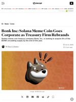 Bonk Inc: Solana Meme Coin Goes Corporate as Treasury Firm Rebrands - Decrypt