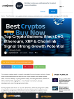 Top Crypto Gainers: BlockDAG, Ethereum, XRP & Chainlink Signal Strong Growth Potential | Live Bitcoin News