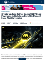 Crypto Update: Tether Backs USDT Food Payments in Bolivia as Remittix Plans 41 More Fiat Currencies - TechBullion