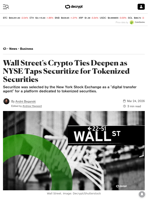 Wall Street's Crypto Ties Deepen as NYSE Taps Securitize for Tokenized Securities - Decrypt