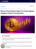 Bitcoin Price Bottom Near? On-Chain Signals Suggest a Macro Turning Point