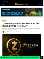 Zcash Price Prediction 2027: Can ZEC Reach $2,000 Next Year? - CoinCentral