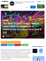 The Best Crypto To Buy Now Is Layer Brett As Dogecoin & Hedera Are Just Behind In 2nd & 3rd | Live Bitcoin News