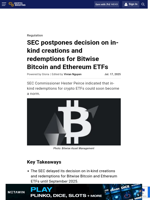 SEC postpones decision on in-kind creations and redemptions for Bitwise Bitcoin and Ethereum ETFs