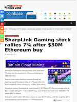 SharpLink Gaming stock rallies 7% after $30M Ethereum buy - The Crypto News Wire