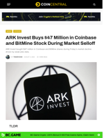 ARK Invest Buys $47 Million in Coinbase and BitMine Stock During Market Selloff - CoinCentral