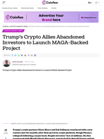 Trump’s Crypto Allies Abandoned Investors to Launch MAGA-Backed Project