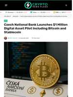 Czech National Bank Launches $1 Million Digital Asset Pilot Including Bitcoin and Stablecoin