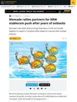 Wemade Taps Chainalysis, Certik and Sentbe to Form Krw Stablecoin Alliance