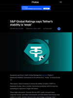 S&P Global Ratings says Tether's stability is 'weak'