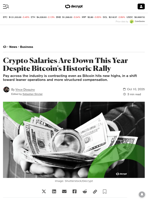 Crypto Salaries Are Down This Year Despite Bitcoin's Historic Rally - Decrypt