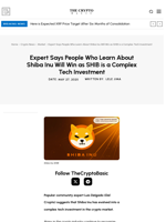 Expert Says People Who Learn About Shiba Inu Will Win as SHIB is a Complex Tech Investment