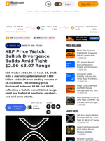 XRP Price Watch: Bullish Divergence Builds Amid Tight $2.96–$3.07 Range – Markets and Prices Bitcoin News