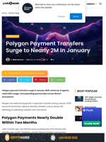 Polygon Payment Transfers Surge to Nearly 2M in January | Live Bitcoin News