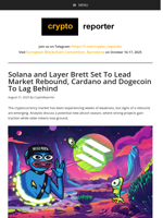 Solana and Layer Brett Set To Lead Market Rebound, Cardano and Dogecoin To Lag Behind
